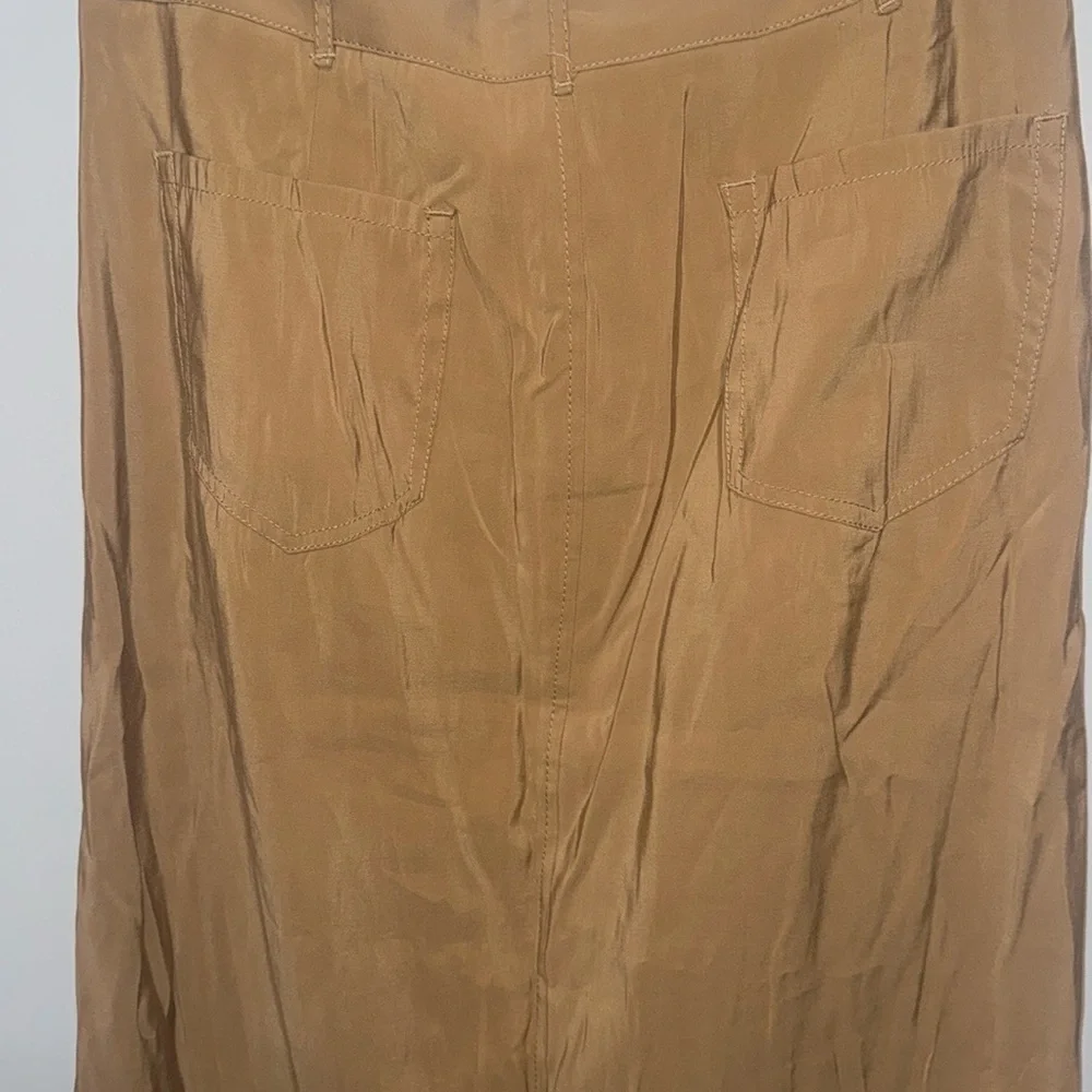 Max Studio Tan Pleated Maxi Skirt for Casual Wear